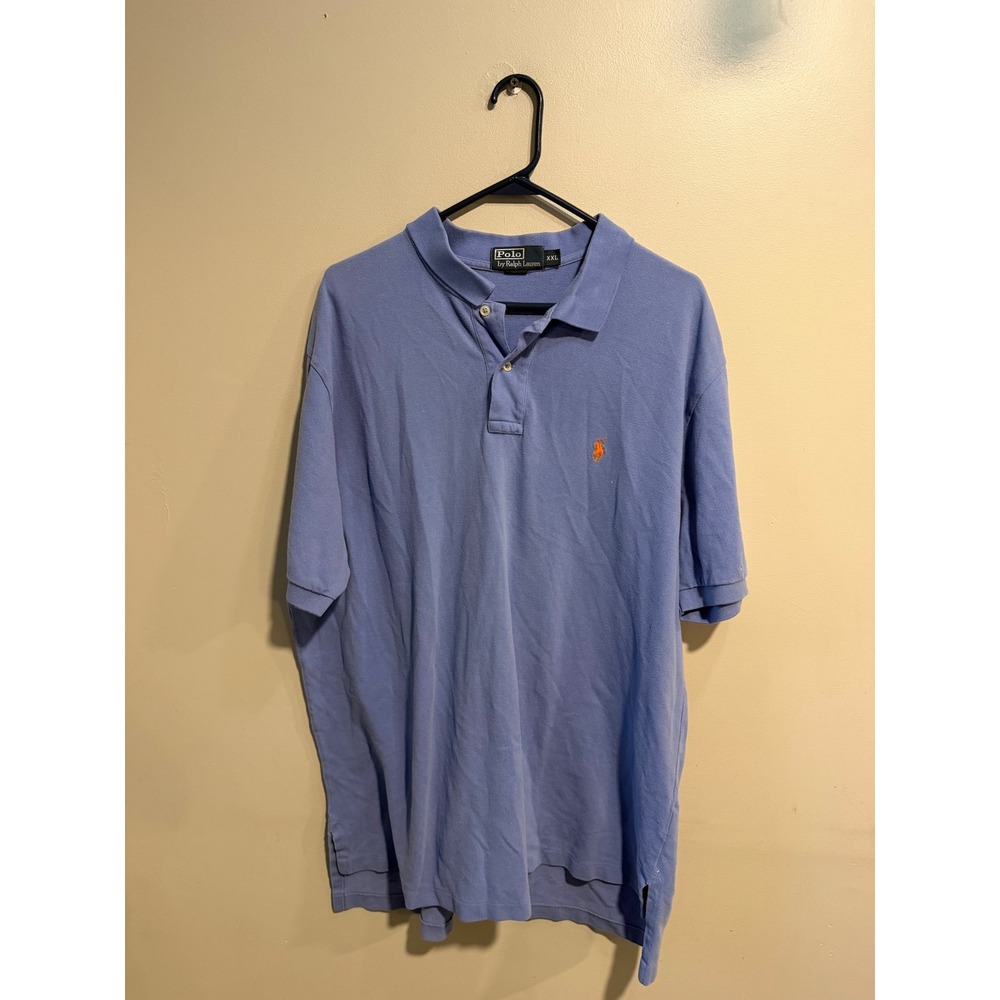 Polo Ralph Lauren Mens XXL Blue Short Sleeve Cotton Pique Pony‎ Logo Polo Shirt